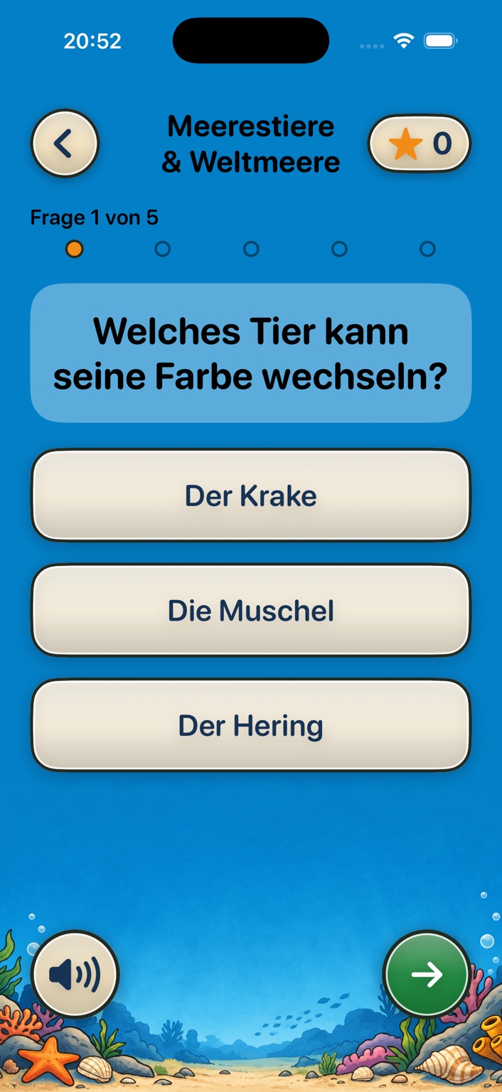 Quizfrage zum Thema Meerestiere