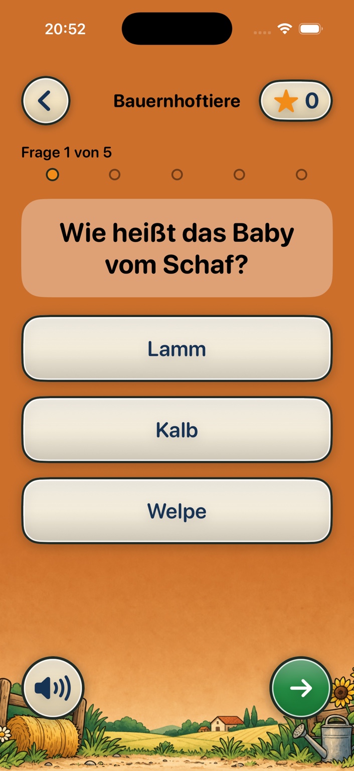 Bauernhoftiere-Frage